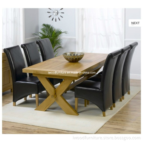 Solid Oak Table with 6 Chairs in Brown Chairs